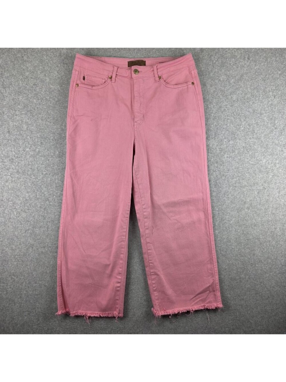 Judy Blue Jeans Womens 13 Pink Cropped Wide Leg Stretch Garment Dyed Frayed Hem
